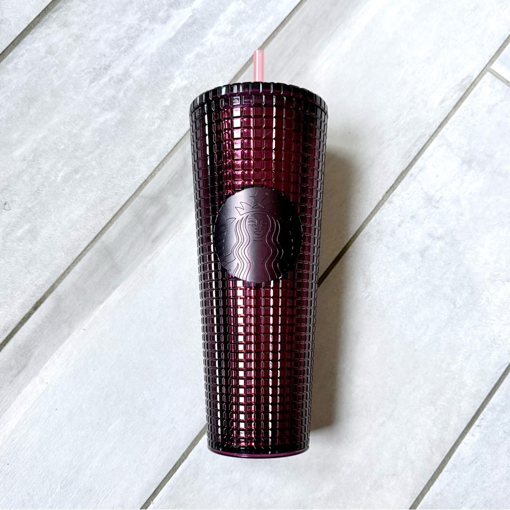 Starbucks Disco Tumbler garnet burgundy, red, purple, sparkly jewel look